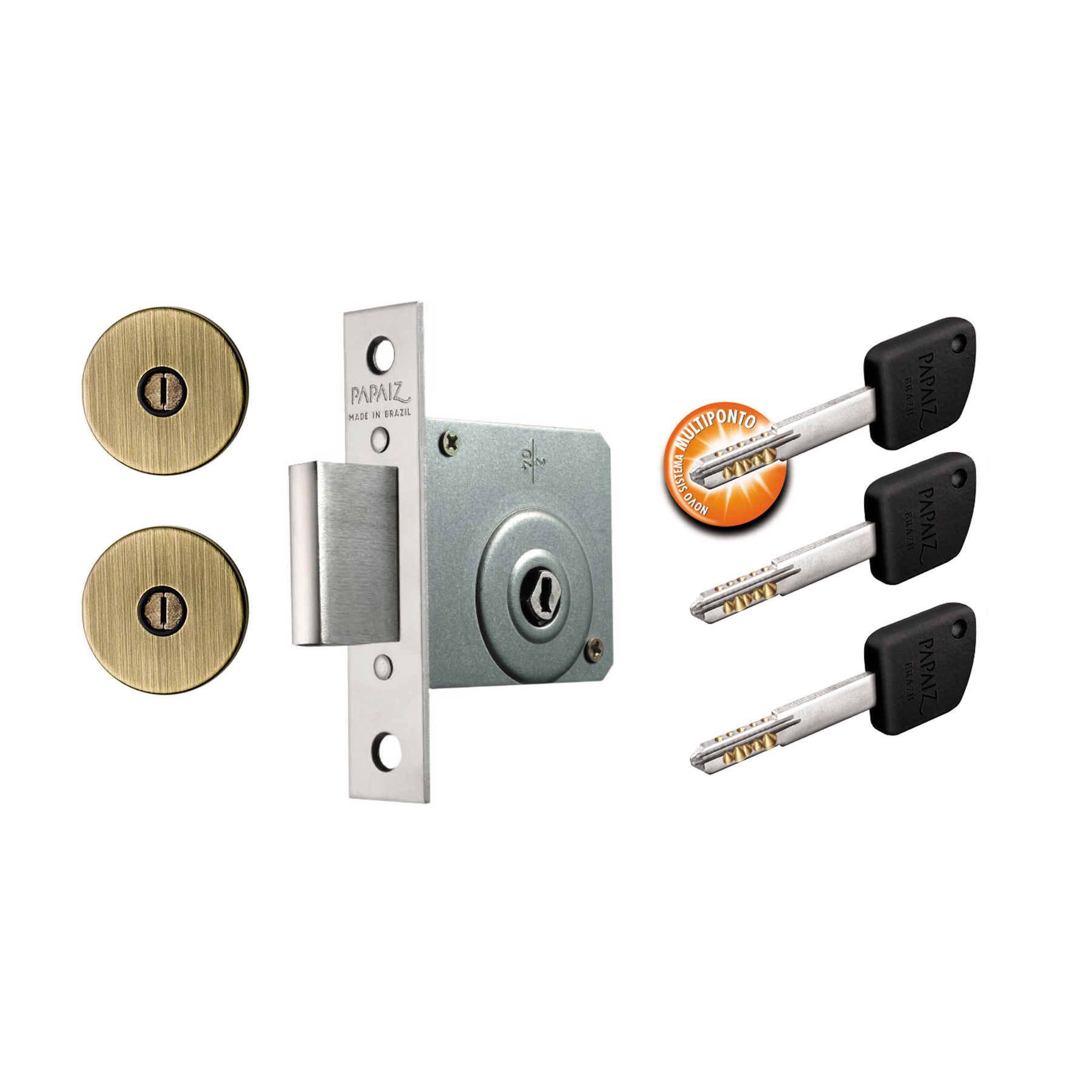 Trava de Segurança Fechadura Multiponto Oxidado 22 mm Papaiz