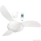 Ventilador de teto 110V com controle e 3 pás Sunny branco Ventisol