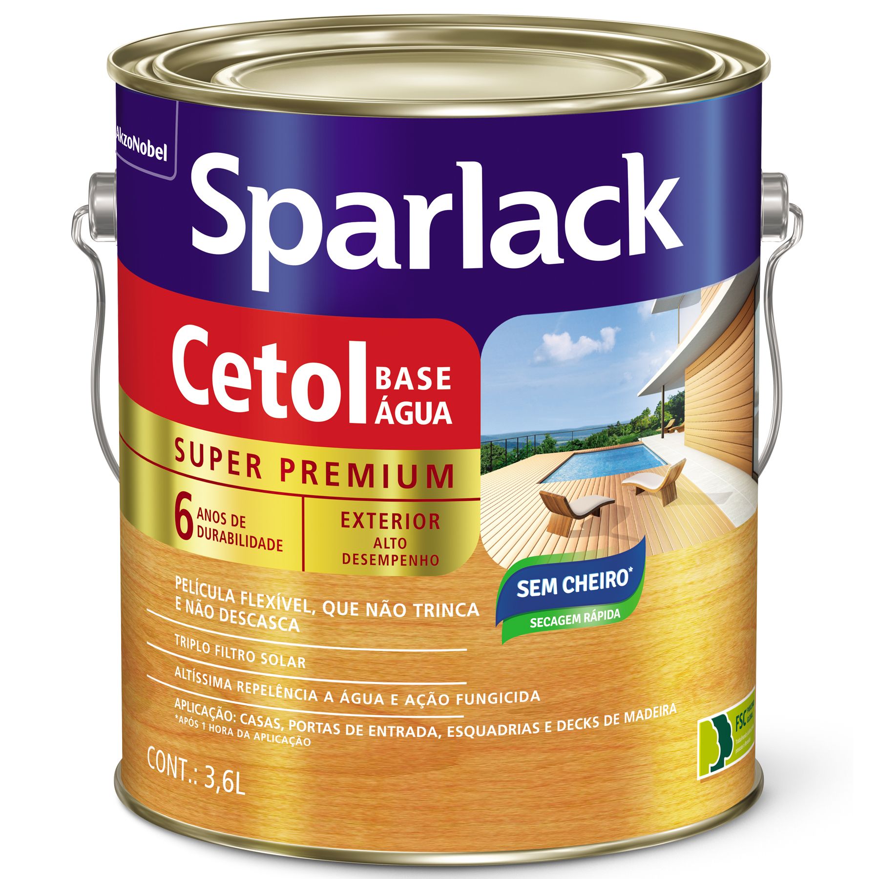 Verniz Sparlack Cetol Base Água Brilhante Natural 3,6L